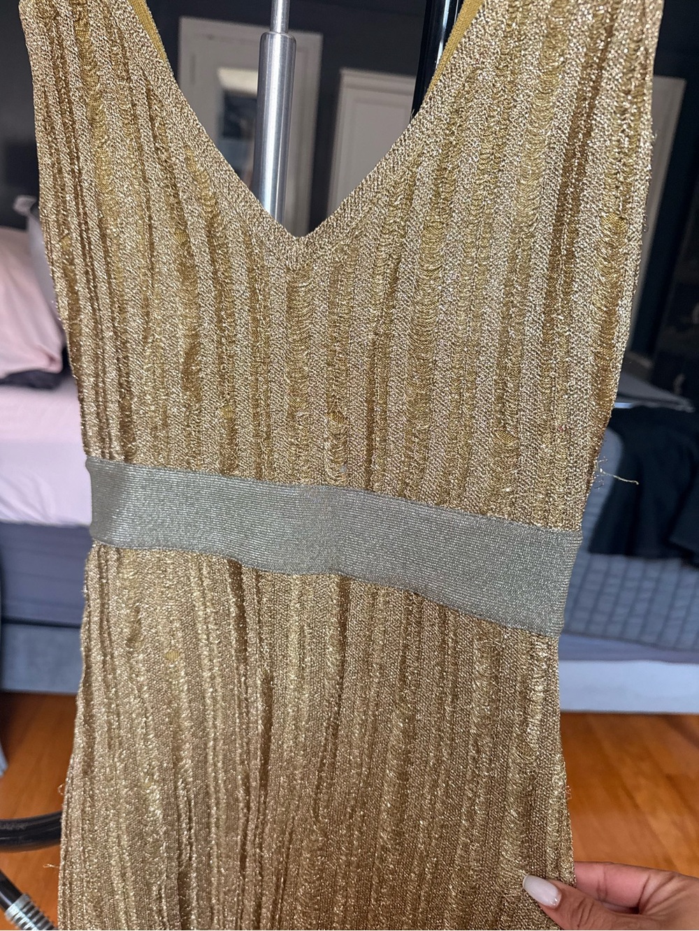 Hervé Léger Eyelash Gold Metallic Gown